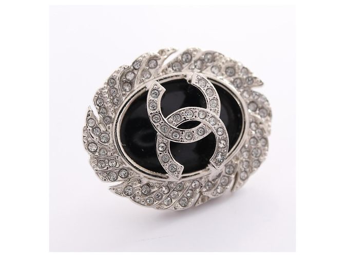 Chanel Coco Mark Stecker-Ohrringe Schwarz Silber - Ansicht 5