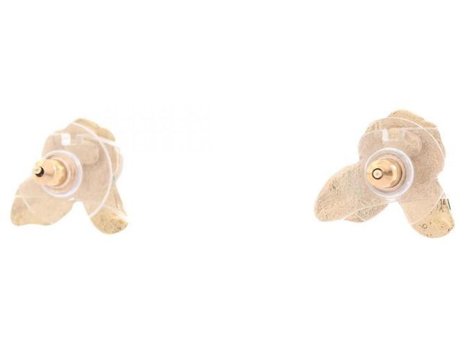 Orecchini a bottone Chanel Coco Mark con motivo floreale Bianco D'oro Verde - vista 2