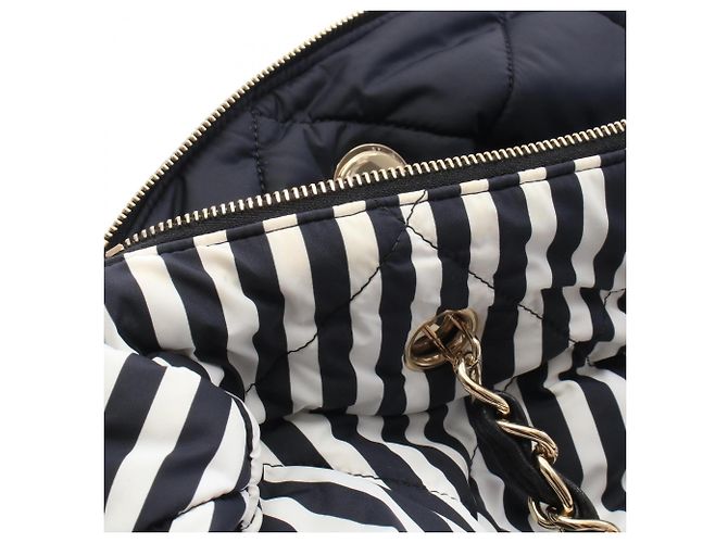 Borsa Bowling Chanel Coco Mark Nero Bianco - vista 6
