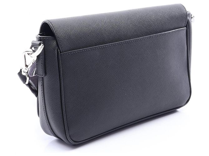 Saffiano Borsa a tracolla Prada con logo triangolare Nero - vista 2