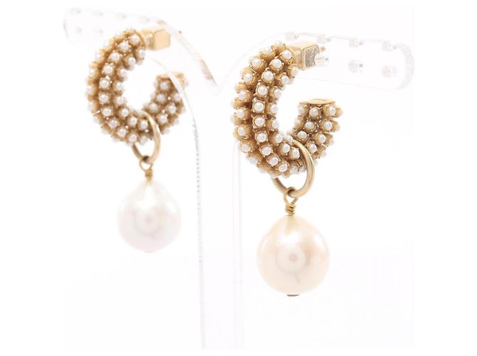 Orecchini a cerchio Christian Dior D-Renaissance Bianco D'oro - vista 2