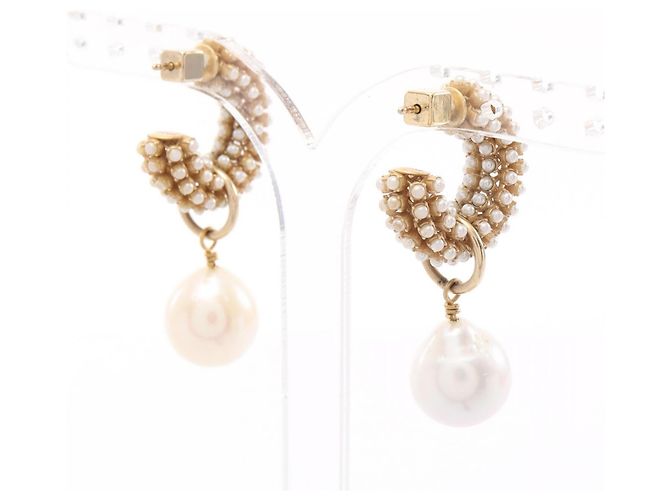 Orecchini a cerchio Christian Dior D-Renaissance Bianco D'oro - vista 3