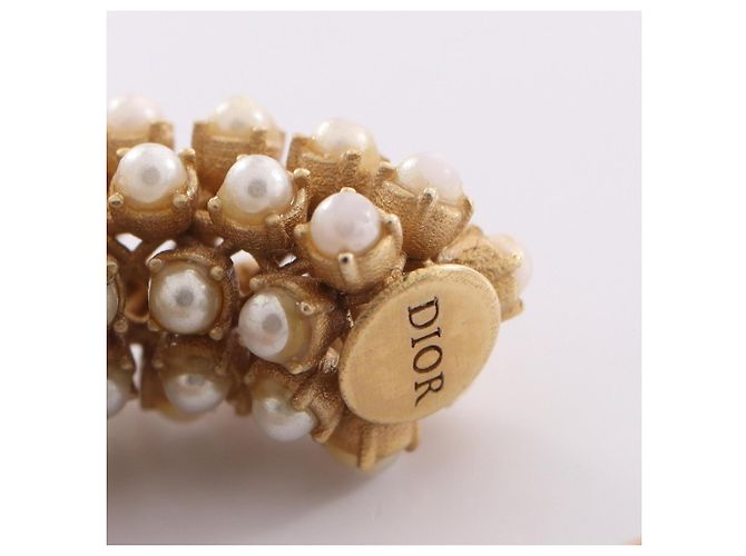 Orecchini a cerchio Christian Dior D-Renaissance Bianco D'oro - vista 4