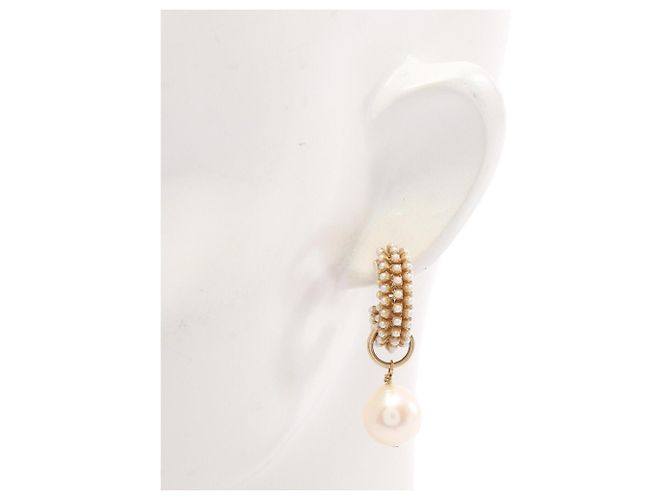 Orecchini a cerchio Christian Dior D-Renaissance Bianco D'oro - vista 5