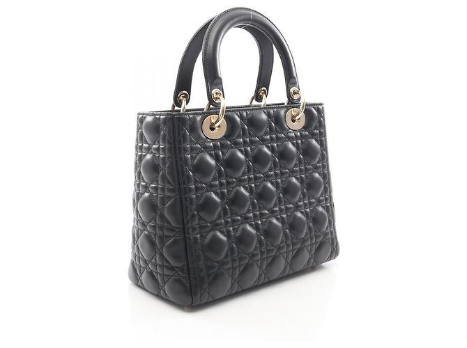 Christian Dior LADY DIOR Borsa a mano Medium Cannage Nero - vista 2