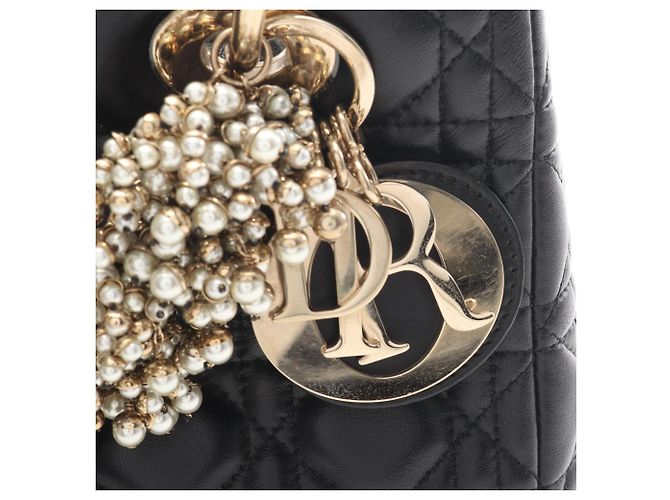 Christian Dior LADY DIOR Borsa a mano Medium Cannage Nero - vista 6