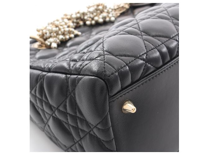 Christian Dior LADY DIOR Borsa a mano Medium Cannage Nero - vista 8