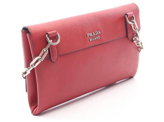 Borsa a tracolla Prada in pelle Saffiano Rosso - vista 2