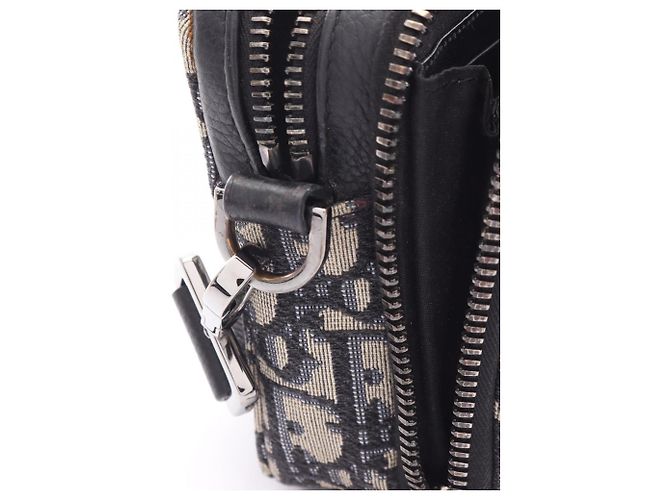 Borsa a tracolla Christian Dior Dior Strap Zip Pouch Oblique Beige Blu navy - vista 7