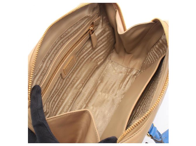 Borsa a mano 2-Way Prada Triangle Logo Blu Beige - vista 3