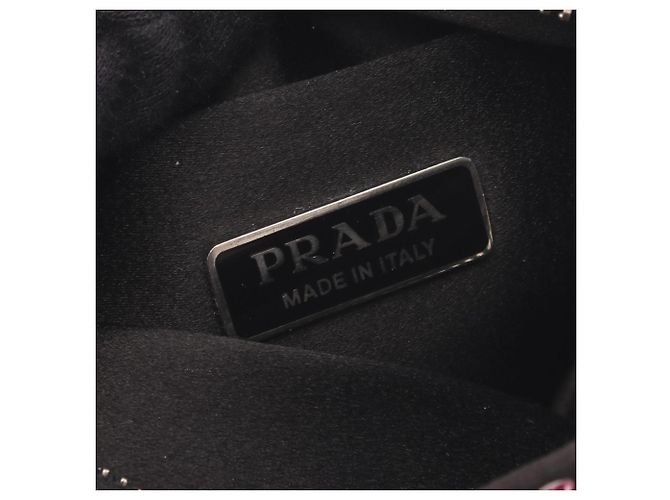 Borsa a mano 2-Way Prada con logo Triangle in cristalli Nero Rosa - vista 4