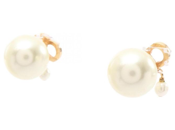Orecchini Christian Dior Tribal CD Logo Bianco D'oro - vista 2