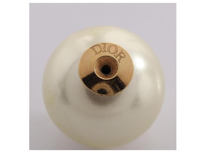 Orecchini Christian Dior Tribal CD Logo Bianco D'oro - vista 3