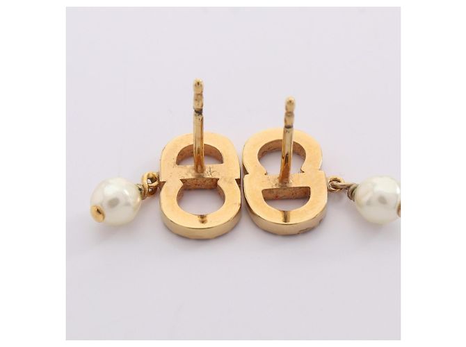 Orecchini Christian Dior Tribal CD Logo Bianco D'oro - vista 5