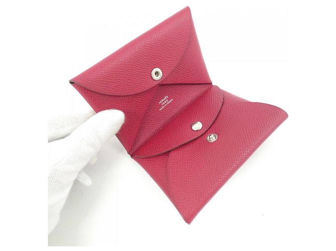 Hermès Portamonete Hermes Calvi Duo in Ruby Rosso - vista 2