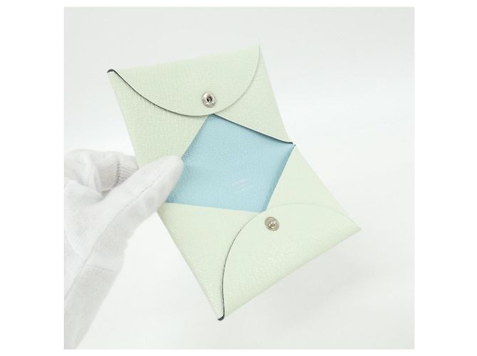 Hermès Tarjetero Hermes Calvi Verso Azul Verde claro - vista 3