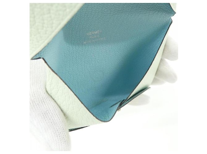 Hermès Tarjetero Hermes Calvi Verso Azul Verde claro - vista 4