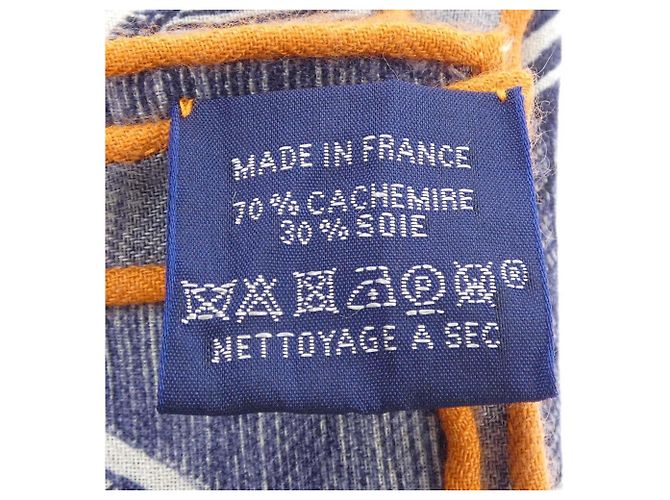 Hermès The Game Signe Elias Kafouros Shawl Arancione Blu navy - vista 3