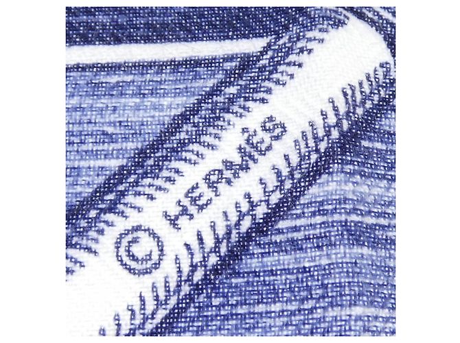 Hermès The Game Signe Elias Kafouros Shawl Arancione Blu navy - vista 4