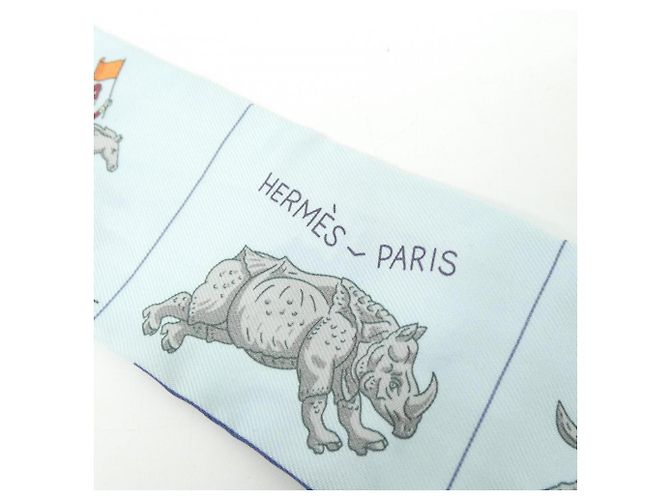 Hermès Pañuelo de seda Twilly Hermes PARADE Azul - vista 3