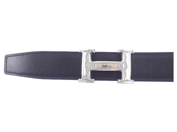 Hermès Hermes H Touareg Wendelgürtel Schwarz Orange - Ansicht 2