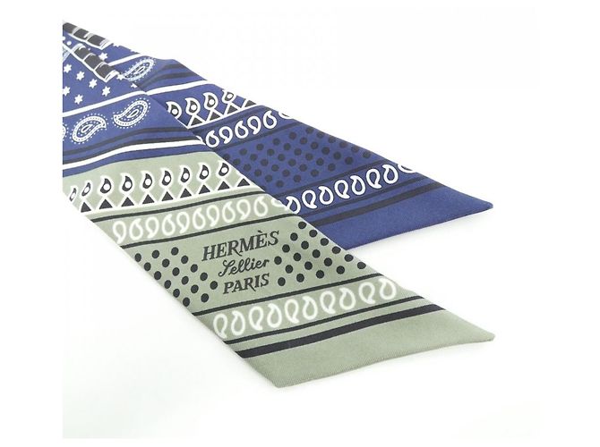 Hermès Pañuelo Twilly Hermes EPERON D'OR Blanco Azul - vista 2