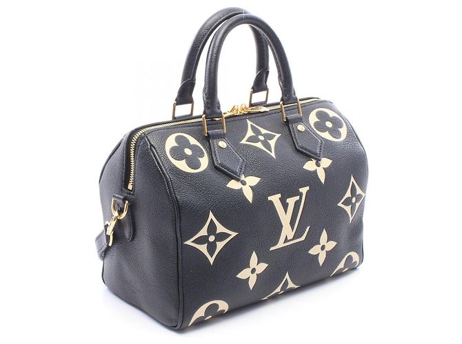 Borsa Louis Vuitton Speedy Bandoulière 25 Nero Beige - vista 2