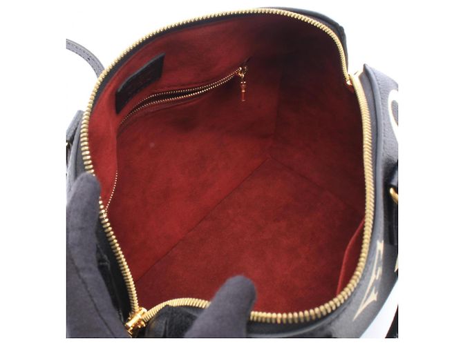 Borsa Louis Vuitton Speedy Bandoulière 25 Nero Beige - vista 3