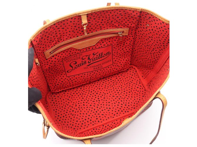 Louis Vuitton Neverfull MM Tote Bag Braun Rot - Ansicht 3
