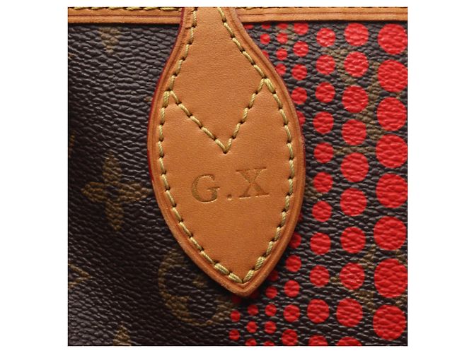 Louis Vuitton Neverfull MM Tote Bag Braun Rot - Ansicht 6