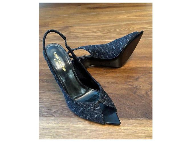 Saint Laurent Monogram Slingback Pumps Schwarz - Ansicht 10