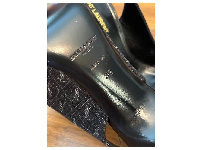 Saint Laurent Monogram Slingback Pumps Schwarz - Ansicht 3