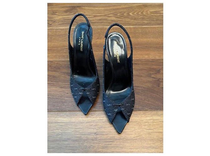 Saint Laurent Monogram Slingback Pumps Schwarz - Ansicht 7