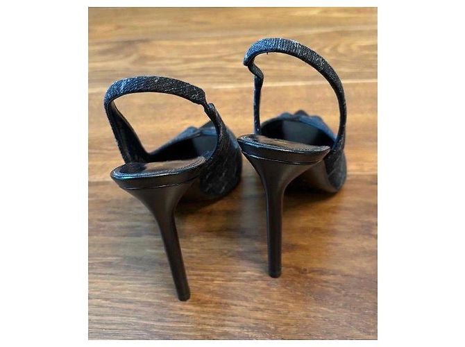 Saint Laurent Monogram Slingback Pumps Schwarz - Ansicht 9