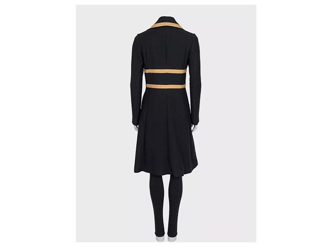 Dolce & Gabbana Black Virgin Wool Fitted Long Coat Pre-owned - view 3