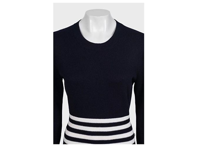 Timeless CHANEL Herbst 2016 Kaschmir-Strick-Maxikleid gestreift Sz.48/4XL gebraucht - Ansicht 4