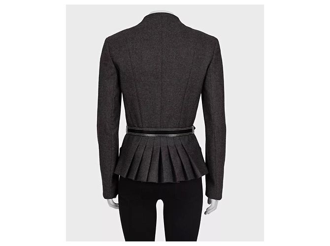 Christian Dior Gray Wool Angora Fitted Jacket Sz.38 Pre-owned - view 3