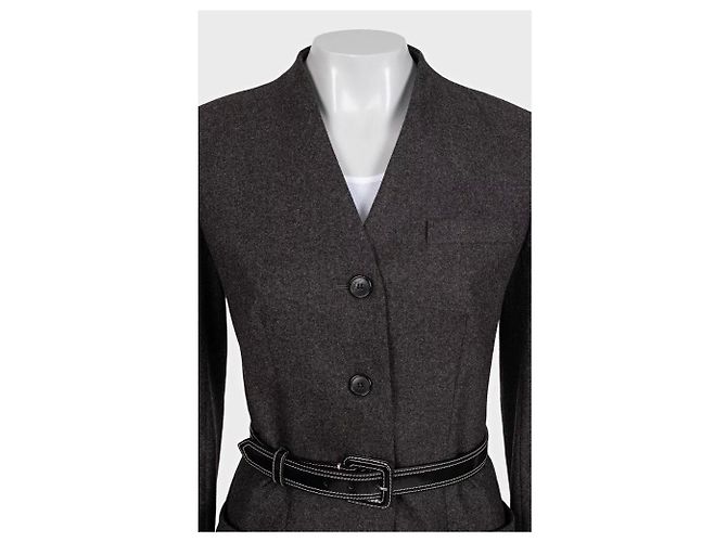Christian Dior Gray Wool Angora Fitted Jacket Sz.38 Pre-owned - view 4