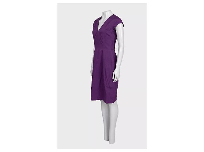 Yves Saint Laurent Abito Aderente Vintage YSL in Cotone e Seta Viola NWT FR 38 M Usato - vista 2