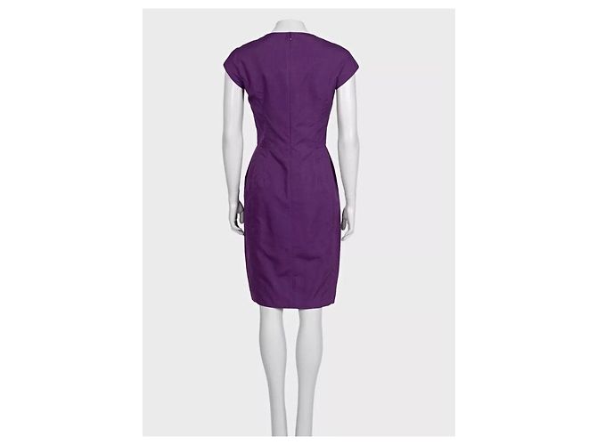 Yves Saint Laurent Abito Aderente Vintage YSL in Cotone e Seta Viola NWT FR 38 M Usato - vista 3