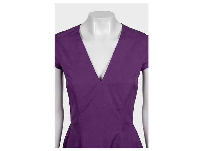 Yves Saint Laurent Abito Aderente Vintage YSL in Cotone e Seta Viola NWT FR 38 M Usato - vista 4