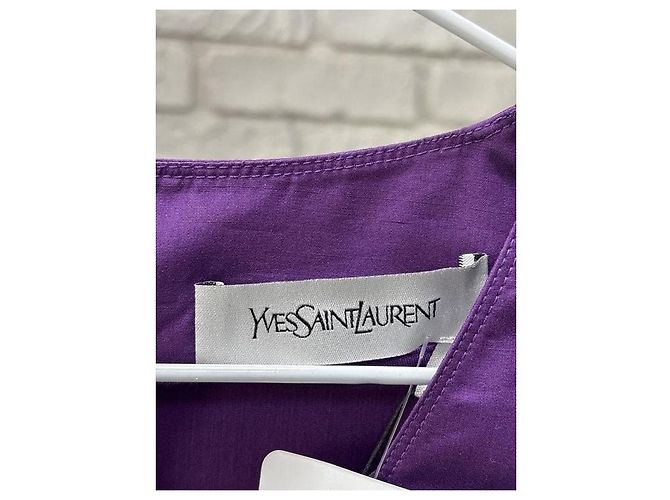 Yves Saint Laurent Abito Aderente Vintage YSL in Cotone e Seta Viola NWT FR 38 M Usato - vista 5