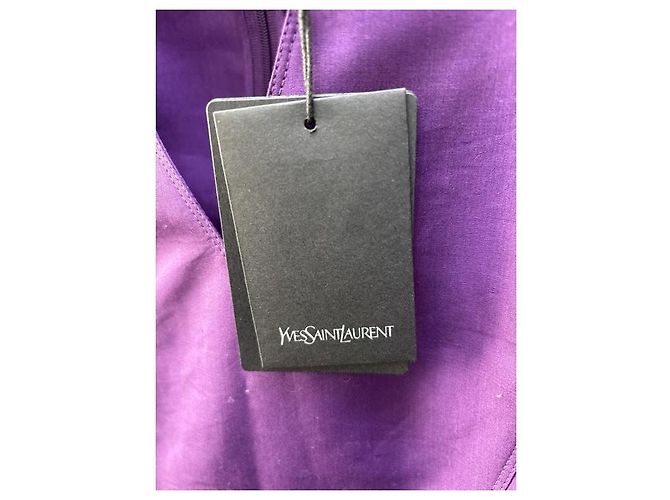 Yves Saint Laurent Abito Aderente Vintage YSL in Cotone e Seta Viola NWT FR 38 M Usato - vista 6