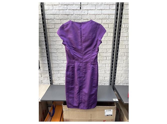Yves Saint Laurent Abito Aderente Vintage YSL in Cotone e Seta Viola NWT FR 38 M Usato - vista 7