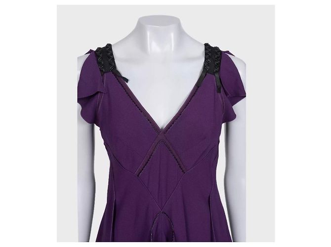 Vestido drapeado asimétrico morado Louis Vuitton - Talla M de segunda mano - vista 4
