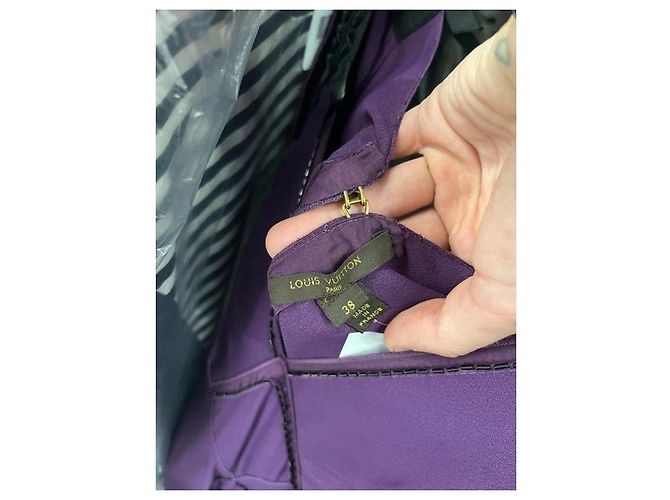 Vestido drapeado asimétrico morado Louis Vuitton - Talla M de segunda mano - vista 7