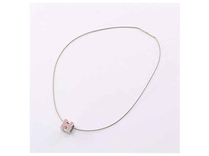 Hermès Collana Hermes Cage d'H H-Cube Argento Rosa - vista 3