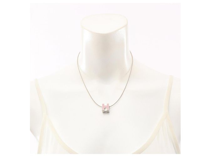 Hermès Collana Hermes Cage d'H H-Cube Argento Rosa - vista 6