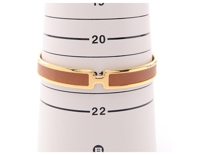 Bracciale Hermès Olympe in Pelle Marrone Oro D'oro - vista 4