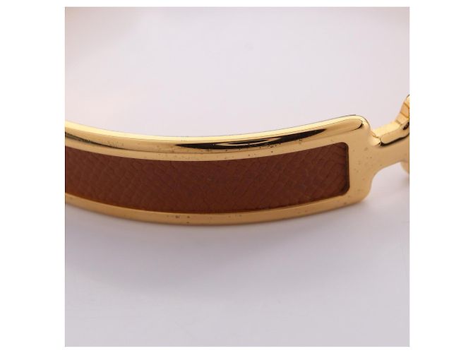 Bracciale Hermès Olympe in Pelle Marrone Oro D'oro - vista 5
